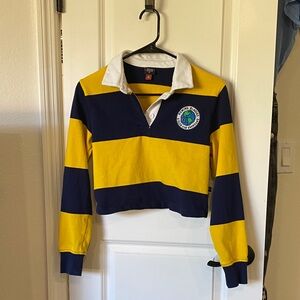 🌼 Rowing Blazers Women’s Striped Crop Long Sleeve Polo Shirt XS